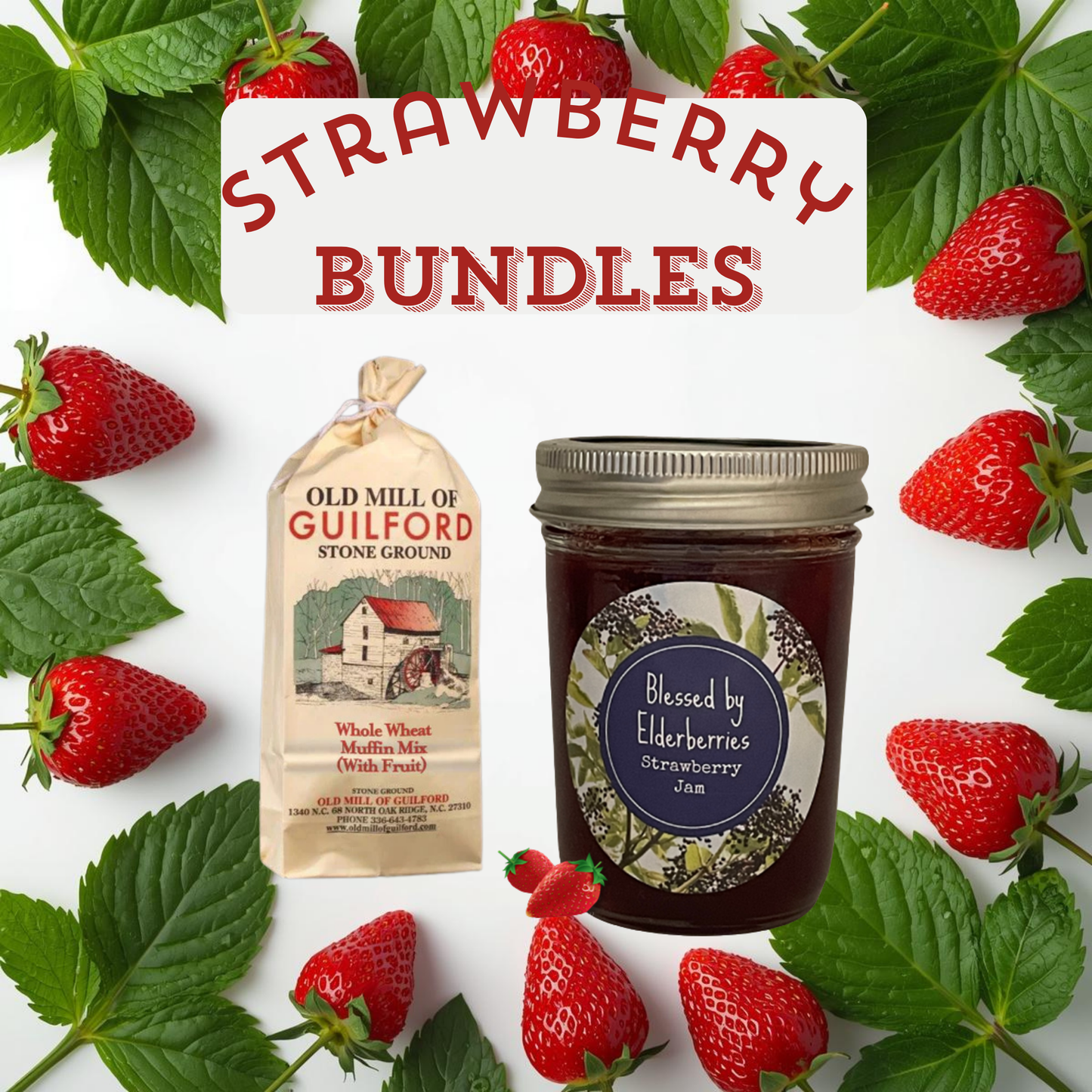 Strawberry Whole Wheat Muffin Bundle with your choice of Strawberry Jam