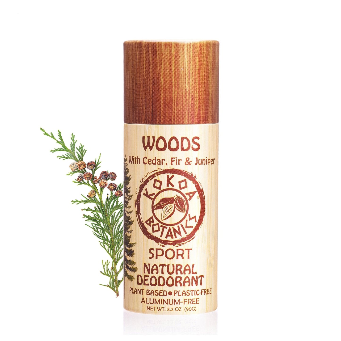 WOODS - Natural Deodorant - Plastic-Free - Sport - Aluminum-Free 3.2 oz