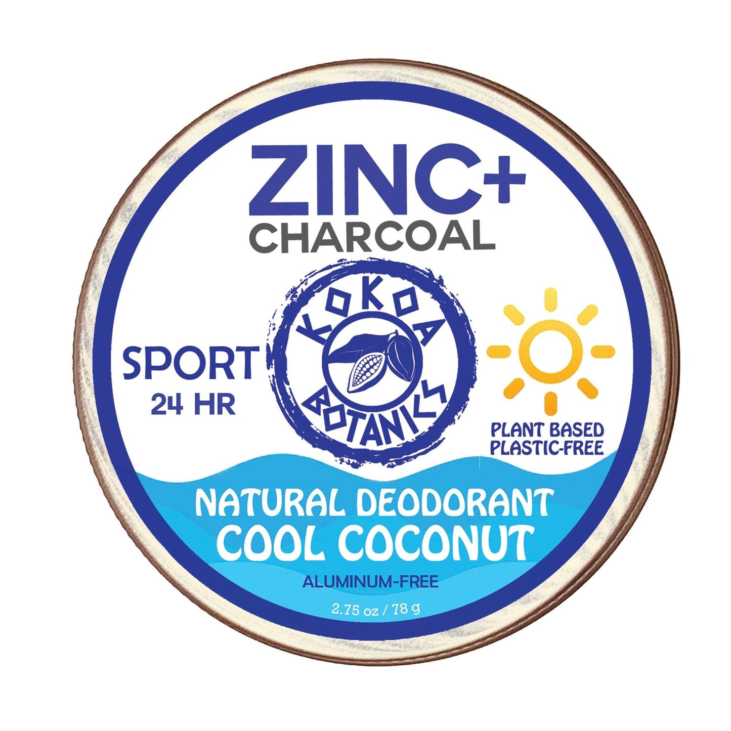 ZINC & CHARCOAL - Natural Deodorant Cream - Cool Coconut - Aluminum-free 2.75 oz