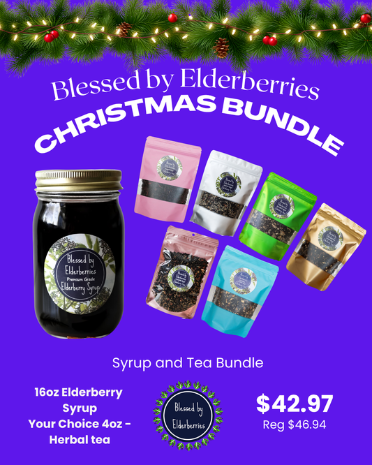 16oz Elderberry Syrup and Tea Christmas Bundle