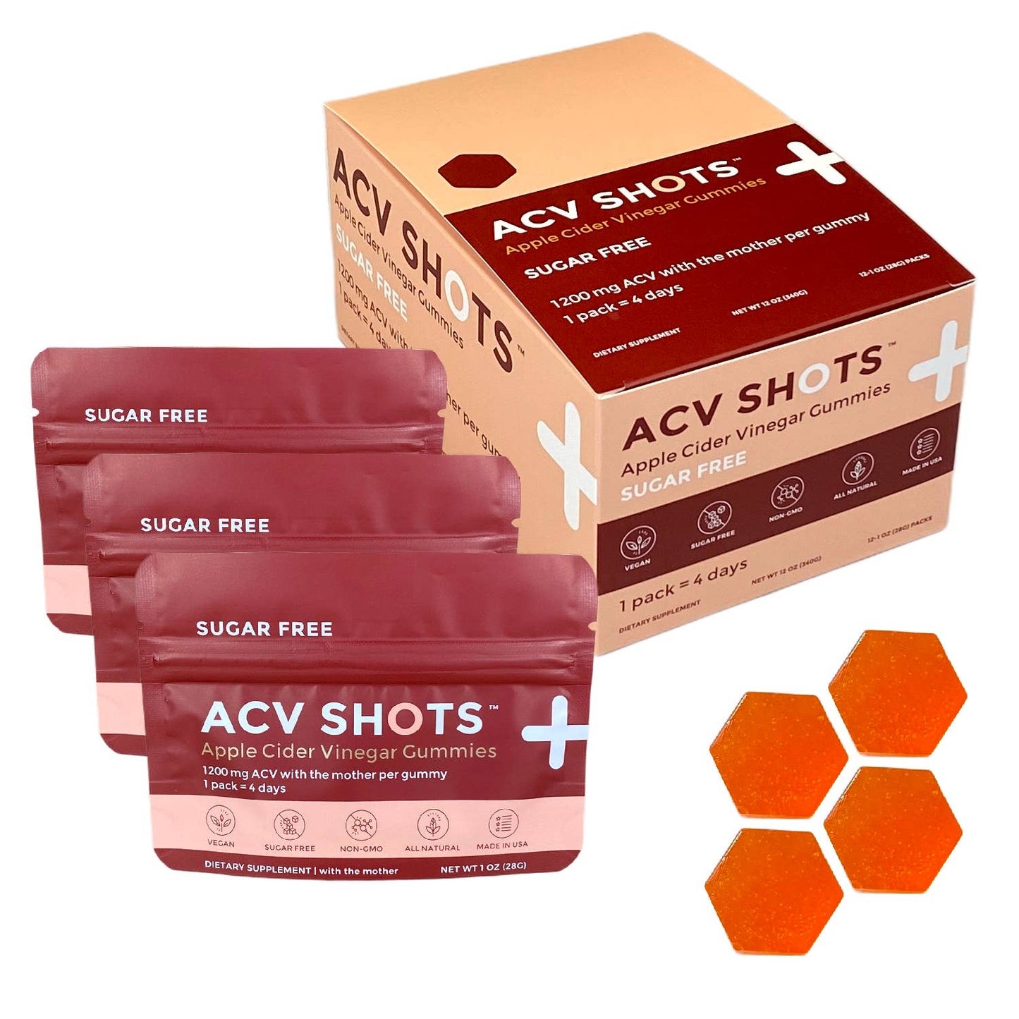Apple Cider Vinegar Shots SUGAR FREE 48-Servings | 12-Pack