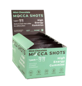 Mocca Shots Mint Chocolate Caffeine Gummy |12-Pack, 24-Shots