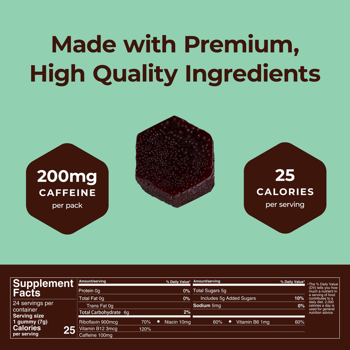 Mocca Shots Mint Chocolate Caffeine Gummy |12-Pack, 24-Shots