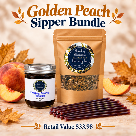 Golden Peach Sipper Bundle – Tea, Beverage Infusion & Honey Straws
