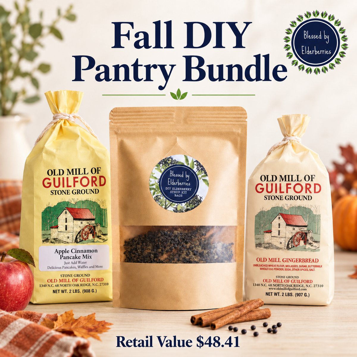Fall DIY Pantry Bundle – Elderberry Kit, Apple Cinnamon Pancakes & Gingerbread