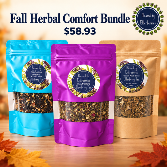 Fall Herbal Comfort Bundle | 3 Elderberry Herbal Teas + Tea Steeper