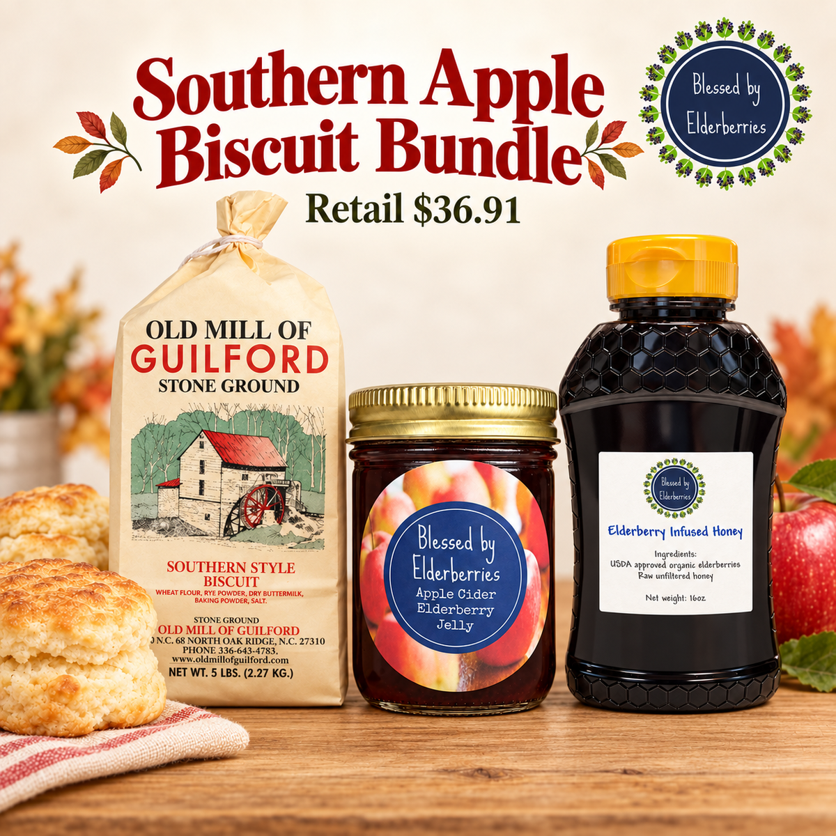 Southern Biscuit Breakfast Bundle with Jelly & Elderberry Honey