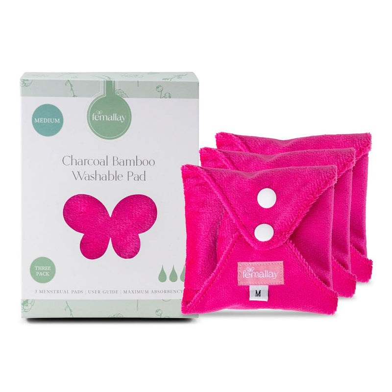 Bamboo Charcoal Reusable Menstrual Pads - 3-packs