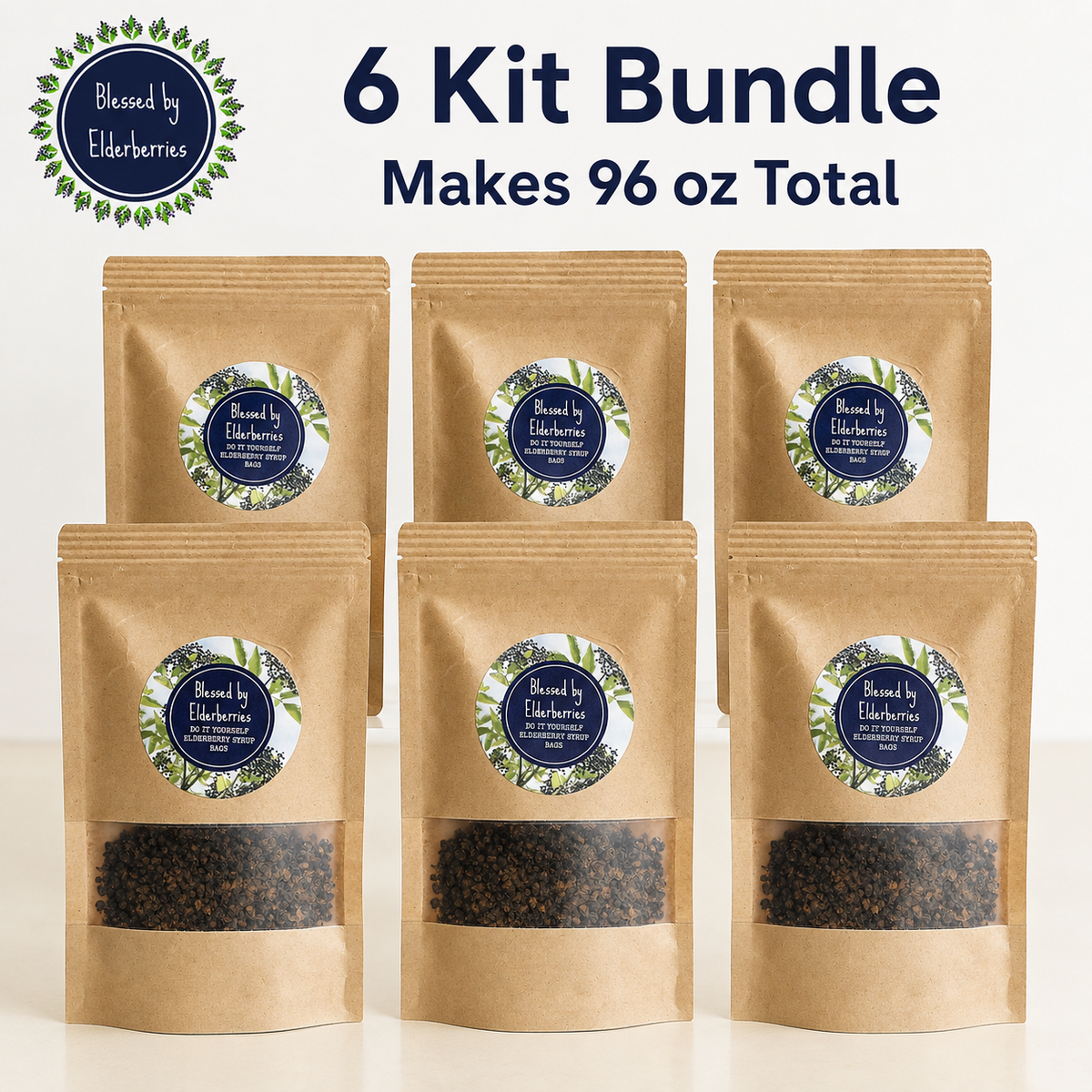 Six pint-size DIY elderberry syrup kits that make 96 ounces of syrup total