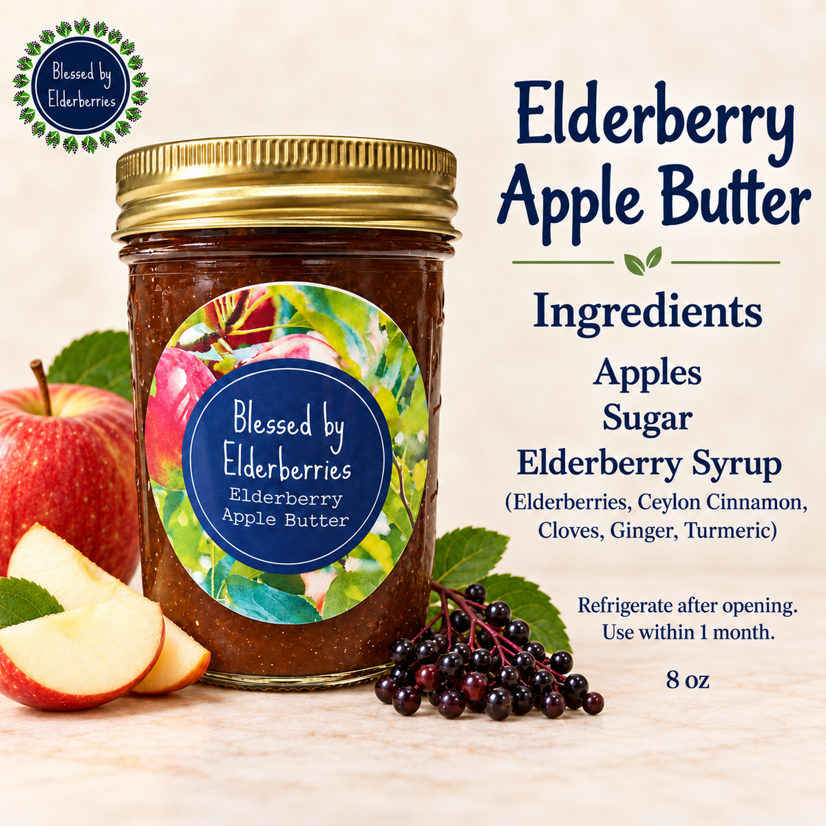 Elderberry Apple Butter – 8 oz