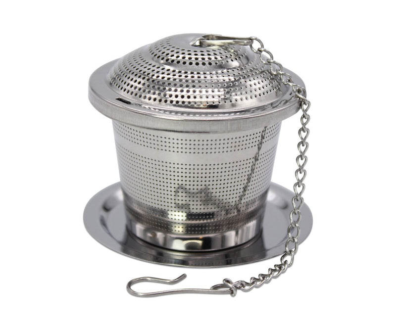 Premium Stainless Steel Loose Leaf Tea Infuser with Tray