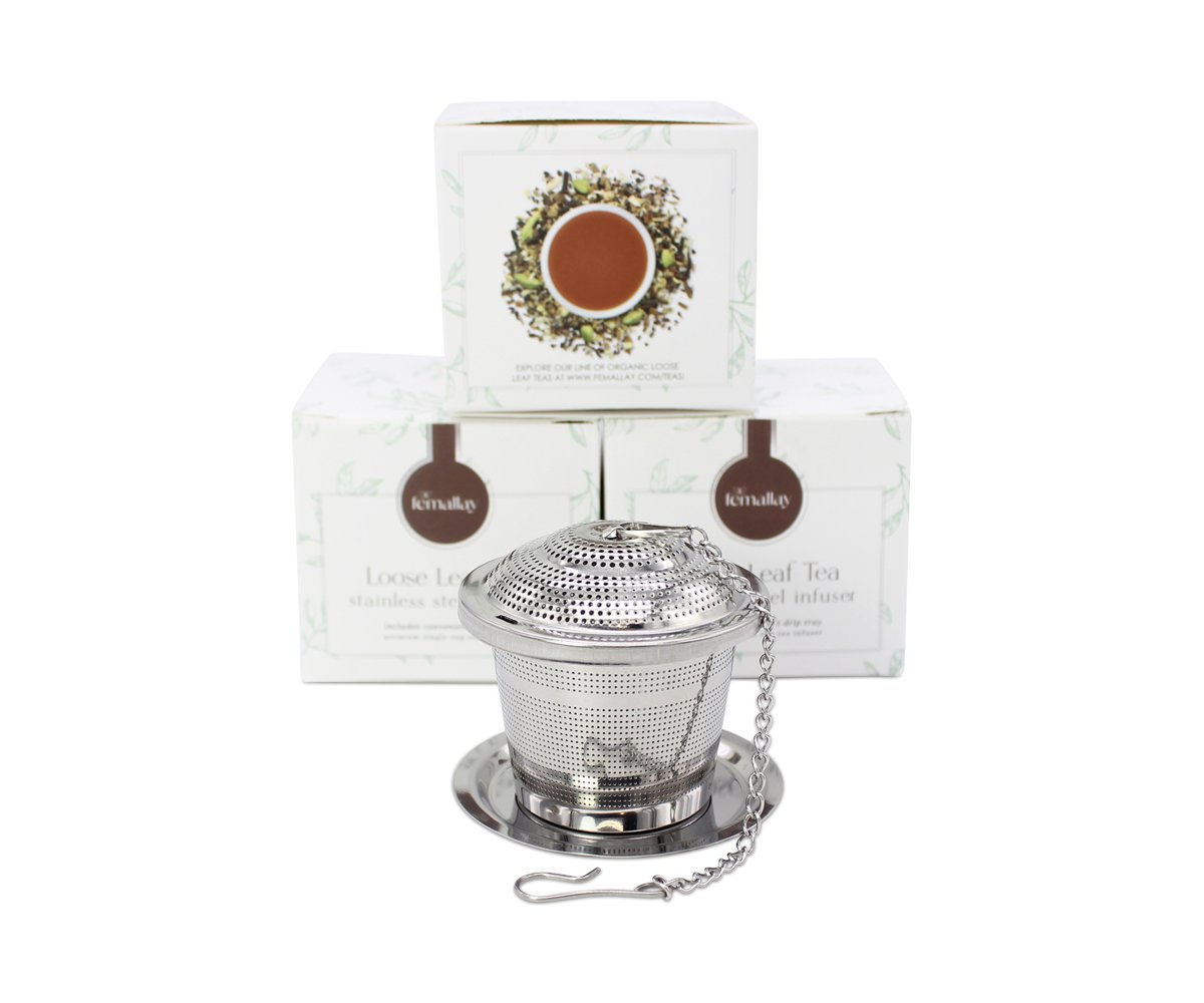 Premium Stainless Steel Loose Leaf Tea Infuser with Tray