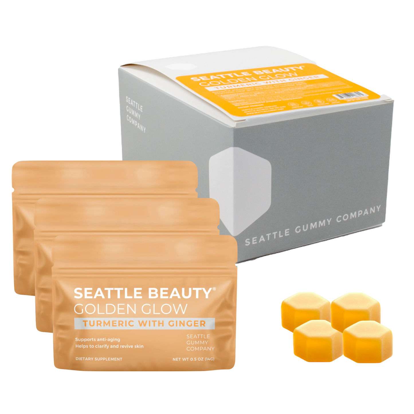 SUGAR FREE – Golden Glow Turmeric & Ginger Gummies (12-Pack)
