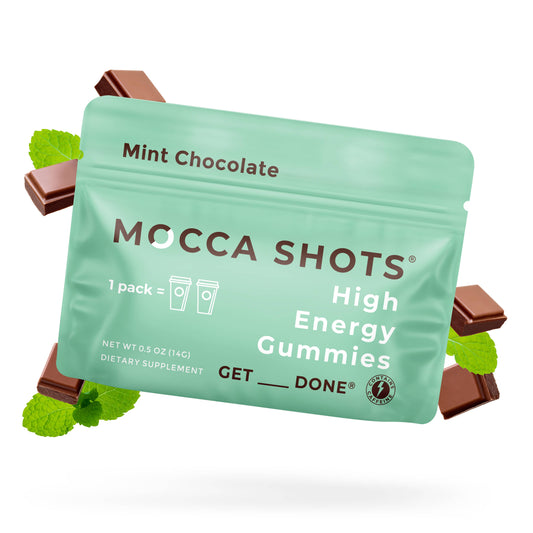 Mocca Shots Mint Chocolate Caffeine Gummy |12-Pack, 24-Shots